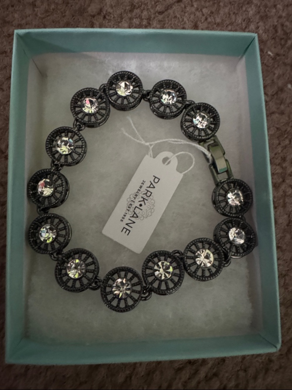 Park Lane Black Link Bracelet with Clear Crystals